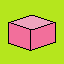 pinkish 3d cube on a green background